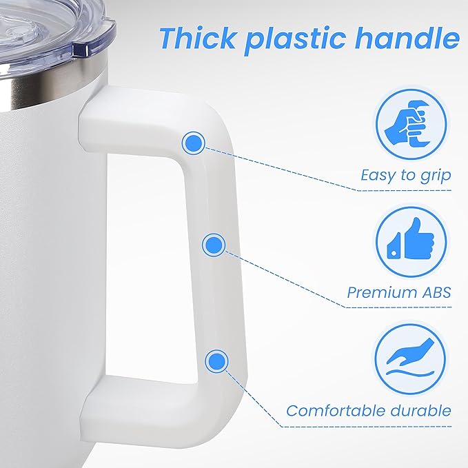 DOMICARE 40 oz Tumbler with Handle and Straw, Stainless Steel Tumbler with Lid and Straw, Reusable Vacuum Insulated Cup, Travel Coffee Mug, White, 4Pack - Bloomnest