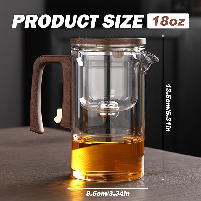 Enchanti Tea Pot Magnetic Teapot with Built-In Gravity Tea Infuser Strainer & Magnetic Filtration - Heat-Resistant Borosilicate Glass Teapot for Loose Leaf, Send Goods from Local Warehouse