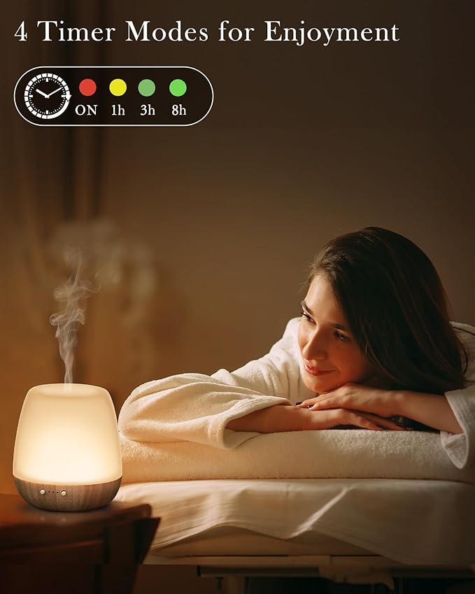 Essential Oil Diffuser - 2.4MHz Ultrasonic Glass Diffuser for Home&Commercial, 180ml, Pulse&Continuous Mist, 7 Mood Lighting Modes, Waterless Auto-Off, Aromatherapy Diffuser with Light ONABOVIVA