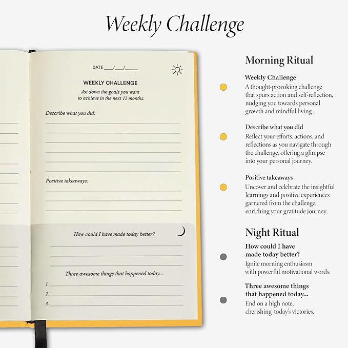 The Original Gratitude Journal 2026 with Inspiring Quotes & Mindful Prompts for Happiness and Positive Mindset - Notebook for Affirmation, Reflection & Optimism - Premium Hardcover Yellow - Bloomnest