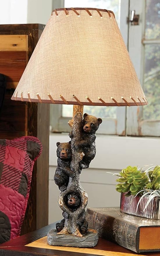 BLACK FOREST DECOR - Bears in a Tree Table Lamp for Cabin, Living Room, Nightstand, Desk - Home Décor - 24" x 14" - Bloomnest