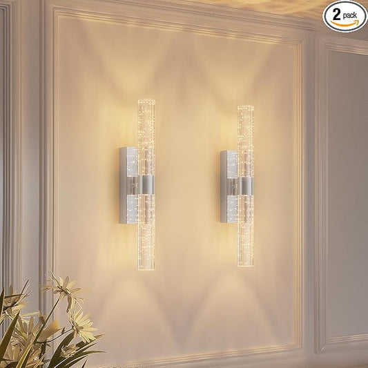 camuucci Battery Operated Sliver Wall Sconces Set of 2 Rechargeable Battery Powered Wall Light with 12000mAh Not Hardwired Dimmable Wall Lamp Fixtures for Bedroom Living Room 20.9 Inches - Bloomnest