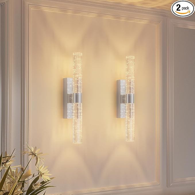 camuucci Battery Operated Sliver Wall Sconces Set of 2 Rechargeable Battery Powered Wall Light with 12000mAh Indoor Not Hardwired Dimmable Wall Lamp Fixtures for Bedroom Living Room 15.3 Inches - Bloomnest