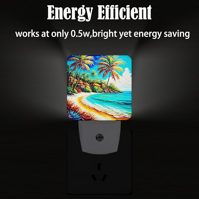 Seaside Town Night Light,Plug Into Wall Decor for Stairway,Hallway,Kitchen,Dusk to Dawn Sensor Nightlights for Boys/Girls/Women/Men Room Gifts - Bloomnest