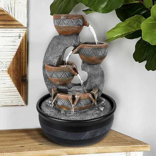 15.7''H Tabletop Water Fountain with LED Lights - Peaceful and Relaxing Water Sound - Small Desktop Waterfall Fountain for Home and Office Decoration - Bloomnest