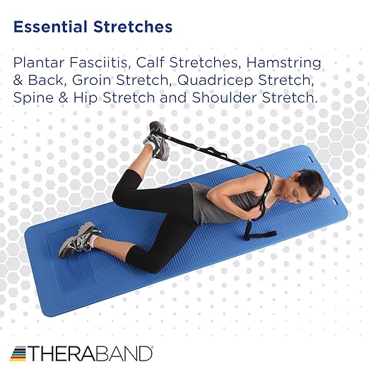 THERABAND Stretch Strap with Loops to Increase Flexibility, Dynamic Stretching Tool for Athletes Including Dancers, Cheerleaders, Gymnasts, Runners, Pilates and Yoga Elastic Stretch Out Band - Bloomnest
