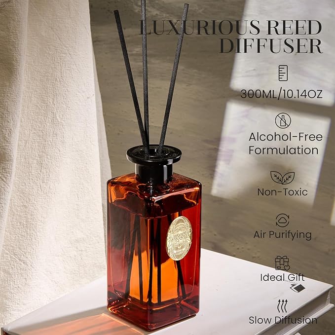 M&SENSE 10.14 oz Large Reed Diffuser Set | Magical Oriental Scent Oil Diffuser with Sticks |Hotel Collection Non-Toxic Essential Oil |for Bedroom Bathroom Living Room - Bloomnest