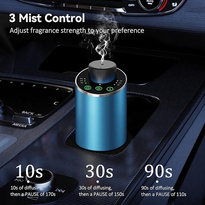 Waterless Essential Oil Diffuser Aromatherapy Scent Diffusers for Home Large Room, Bedroom, Car, Office, Desk, Battery Operated Mini Portable Air Freshener, 3 Countdown Timers & 3 Mist Levels - Bloomnest