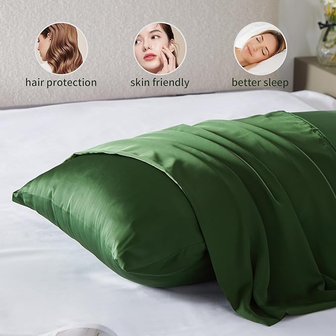Silk Body Pillow Cover Pillow Pillowcase Soft Body Pillow Cover Pillow Case Mulberry Silk Pillowcase for Sleep(Green,20"X 54",1pc) - Bloomnest