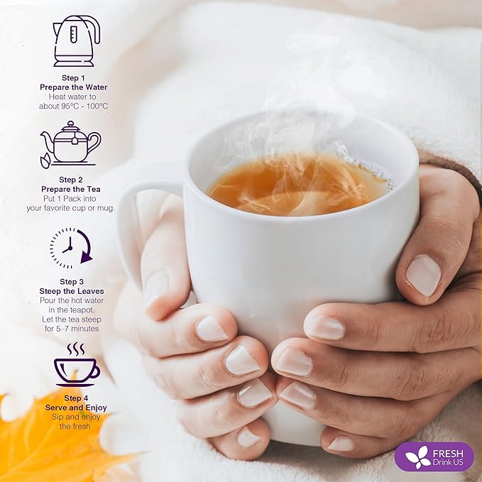 FreshDrinkUS, Fresh Move Tea – 75 Tea Bags - Herbal Tea Blend with Senna Leaves, Cinnamon, Orange Peel, Ginger & More – Caffeine-Free, Natural Ingredients – Smooth Flavor for Everyday Enjoyment - Bloomnest