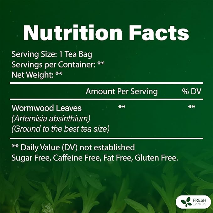 FreshDrinkUS, Premium Wormwood Tea - 75 Tea Bags - Handcrafted Herbal Blend, Caffeine-Free – Smooth Taste & Naturally Refreshing. - Bloomnest