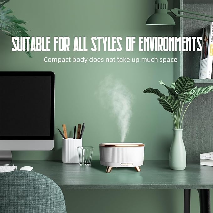 500ML Large Capacity Essential Oil Diffuser, Ultrasonic Aromatherapy Diffuser with 7 Color LED Lights with Remote Control, Cool Mist Humidifier, Timed Mist, Auto Shut-Off (White) - Bloomnest