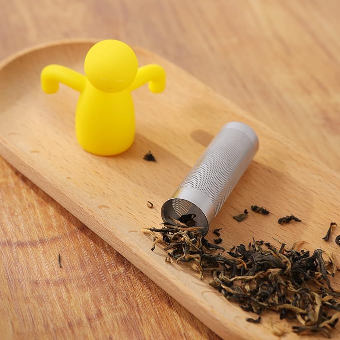 Leden Tea Infuser for Loose Tea Cute Tea Diffuser Fine Mesh Tea Steeper Stainless Steel and Silicone Tea Strainer for Cup and Mug, Yellow - Bloomnest