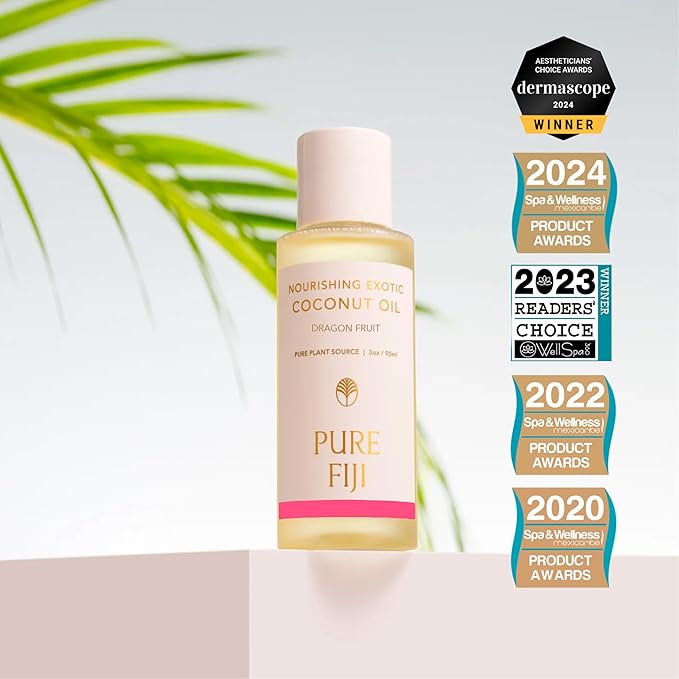 PURE FIJI Travel Size Nourishing Exotic Coconut Oil, Dragon Fruit (3oz/90ml)