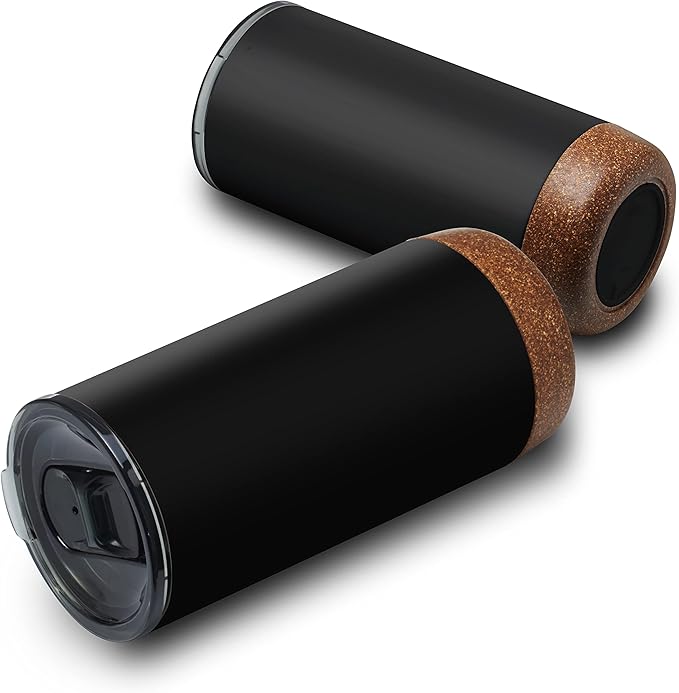DISCOUNT PROMOS Travel Tumblers with Cork Bottom 16 oz. Set of 10, Bulk Pack - Double Wall Insulated, Matte Finish, Perfect for Iced Coffee, Soda, Other Beverages - Black - Bloomnest