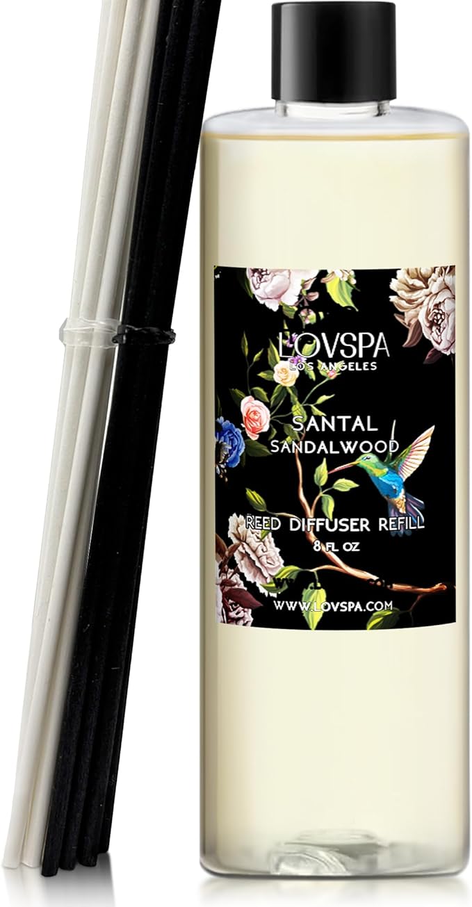 LOVSPA Santal Sandalwood Diffuser Oil - Essential Oils for Diffuser Refill & Air Freshener Room Spray - Long-Lasting & Natural Home Fragrance, Scented Oil for Diffusers, USA Made, 8 oz - Bloomnest