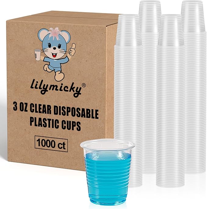 Lilymicky 1000 PACK 3 oz Clear Plastic Cups, 3 Ounce Disposable Plastic Bathroom Cups for Tasting, Drinking - Bloomnest