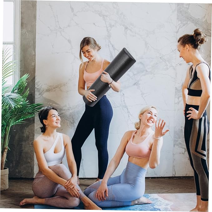 High-Density Half-Round Yoga Roller Black Fitness Roller for Muscle Relief Circulation Boost Elastic Foam Massage Tool for Stretching and Physical Therapy - Bloomnest