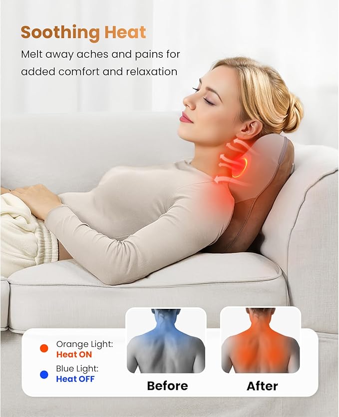 BOB AND BRAD Back Massager with Heat FSA Eligible, EZBack Corded Neck Massager for Pain Relief Deep Tissue, Shiatsu Back Shoulder and Neck Massage Pillow, Full Body Use, Ideal Gifts for Women Men - Bloomnest