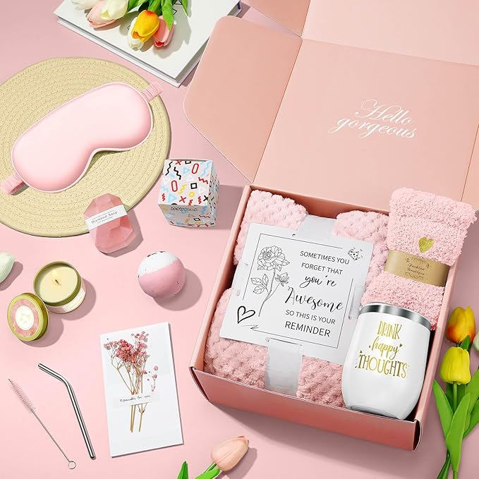 Valentines Day Gifts for Her Women Daughter Girlfriend Wife, Happy Birthday Gifts for Women Mom Her Friend Sister Wife Grandma, Self Care Gift Get Well Relaxing Spa Galentines Day Gift Basket Set - Bloomnest
