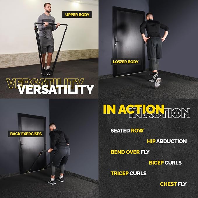Tube Resistance Bands for Working Out Men and Women - Exercise Bands Resistance Bands Set, Resistance Band Bar, Handles, Ankle Straps, Foot Straps and Door Anchor - Bloomnest