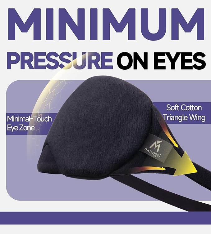 Mavogel Cotton Sleep Eye Mask - Updated Design Light Blocking with Adjustable Nose Bridge, Soft and Comfortable Night Eye Mask for Men Women, Eye Blinder for Shift Work, Includes Travel Pouch, Black - Bloomnest
