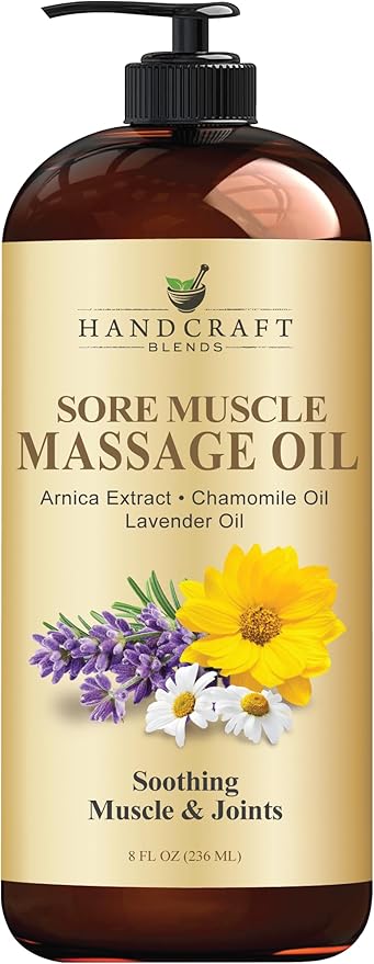 Handcraft Blends Sore Muscle Massage Oil 8 Fl Oz - Moisturizing Body Oil for Massage Therapy - Made with Arnica Extract, Chamomile, Lavender, Peppermint Oils - Bloomnest