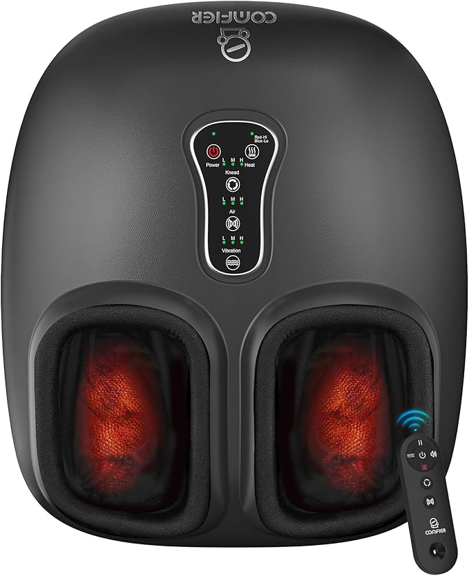 COMFIER Shiatsu Foot Massager with Heat, Compression Kneading Rolling,Vibration, Remote Control,Pause Function,Feet Massage for Neuropathy,Plantar Fasciitis,Home,Office,Gifts for Dad, Mom, Presents - Bloomnest