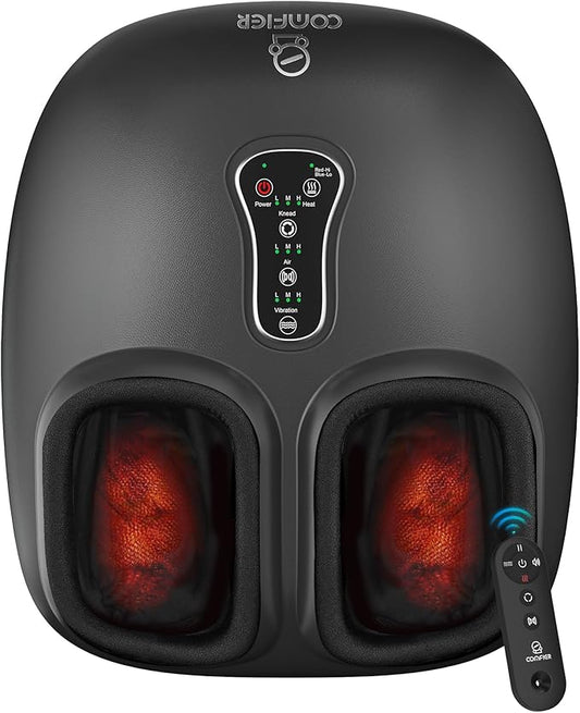 COMFIER Shiatsu Foot Massager with Heat, Compression Kneading Rolling,Vibration, Remote Control,Pause Function,Feet Massage for Neuropathy,Plantar Fasciitis,Home,Office,Gifts for Dad, Mom, Presents - Bloomnest