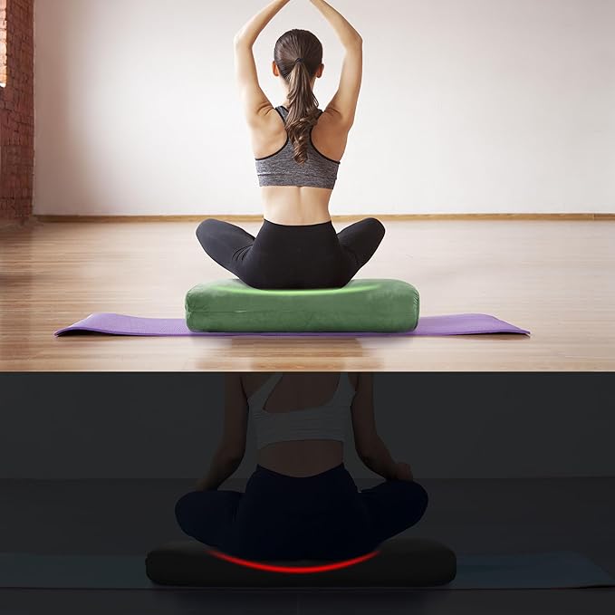HOMBYS Shredded Foam Yoga Bolster Pillow for Restorative Yoga & Meditation, Versatile Rectangular Yoga Support Pillow Premium Meditation Cushion with Washable Velvet Cover& Carry Handle - Bloomnest