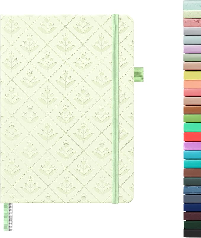 &And Per Se Lined Journal Notebook for Women&Men with Pattern, 160 Pages 100GSM Thick Paper, A5 Hardcover Journals for Writing(Light Green) - Bloomnest