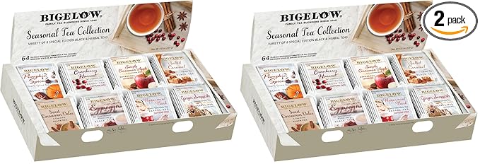 Bigelow Tea Seasonal Collection, Variety Gift Box Sampler, 64 Tea Bags, (Pack of 2) - Bloomnest
