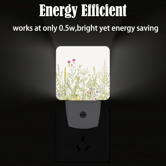 Wildflowers in Full Bloom Night Light,Plug Into Wall Decor for Stairway,Hallway,Kitchen,Dusk to Dawn Sensor Nightlights for Boys/Girls/Women/Men Room Gifts - Bloomnest