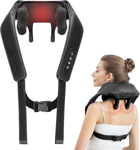 Nekteck Neck Massager, Cordless 6D Shiatsu Neck and Back Massager, Neck Massager for Pain Relief Deep Tissue, Ideal Gift for Men and Women, Ideal for Home, Office and Car, with Heat, Black - Bloomnest