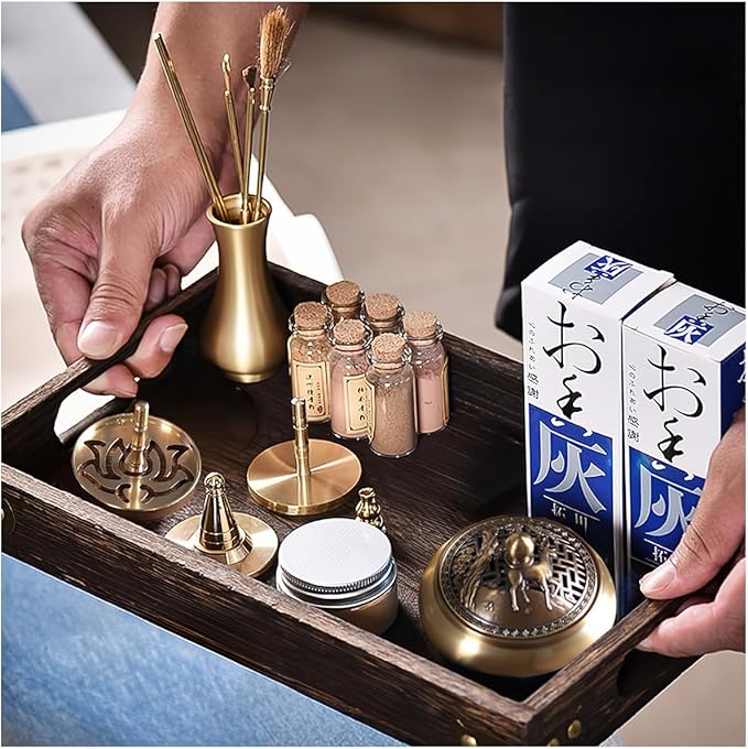 Chinese Incense Burner Kit, Powder Incense Burner,Incense Mold Tool Kit Pure Copper, Home Fragrance Accessory with Incense Mold Tools, Brass Incense Burner for Yoga Meditation - Bloomnest