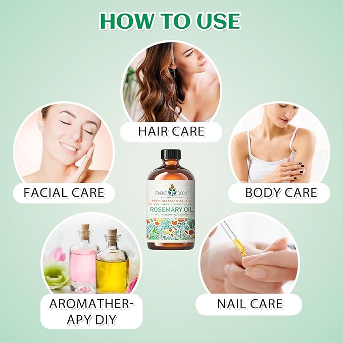 EVOKE OCCU Rosemary Oil for Hair Growth, Nourishing Scalp, Relieving Hair Loss & Reducing Dandruff - 4 Fl Oz - Bloomnest