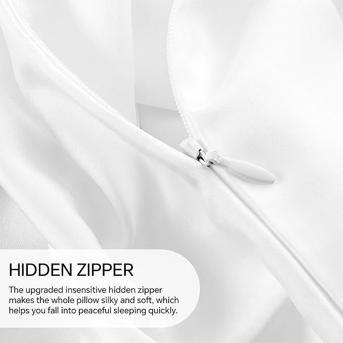 INFIIXSO Mulberry Silk Pillowcase for Hair and Skin, Silk Pillow Cases King Size with Hidden Zipper 20x40 Inches, Extraordinary Smooth and Soft Cooling Pillow Cases for Hot Sleepers(White, 1 Pack) - Bloomnest