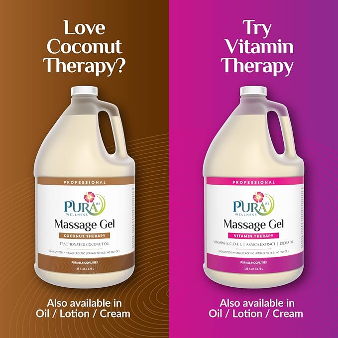 Coconut Therapy Massage Gel, Pura Wellness Massage Gel, Professional Deep Tissue Therapy, Coconut, Unscented, Recovery, 128oz - Bloomnest