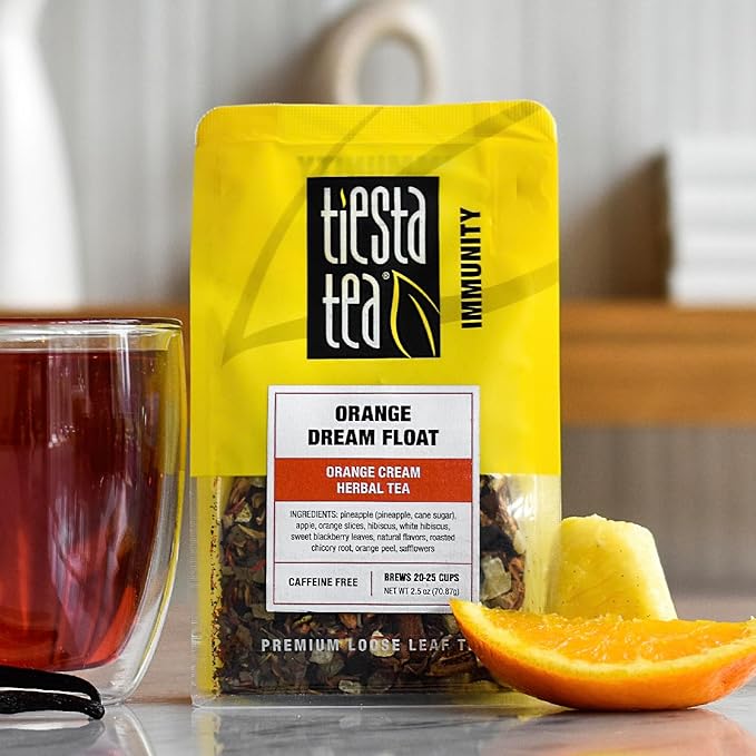 Tiesta Tea - Orange Dream Float Tea, Loose Leaf, Orange Cream Herbal Tea, Premium Caffeine-Free Tea Blend, Make Hot or Iced & Up to 25 Cups, 2.5 oz Resealable Pouch - Bloomnest