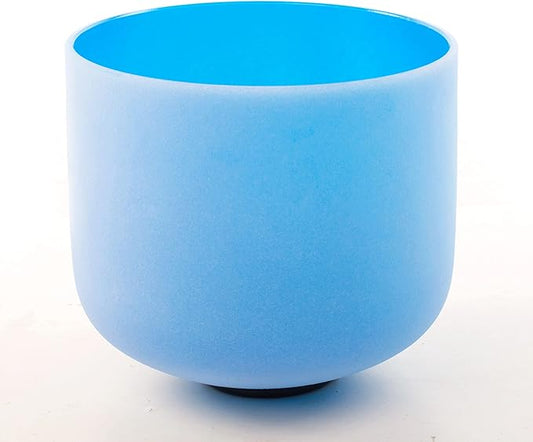 Leize Crystal Singing Bowl 432hz G Note Throat Chakra Blue 8" with Suede Striker - Bloomnest