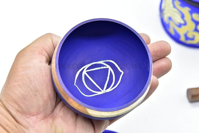 GK&CO. 3 Inch Chakra Tibetan singing bowls set, choose your favorite chakra bowl, improve your chakra meditation practice (The 3rd Eye Chakra) - Bloomnest