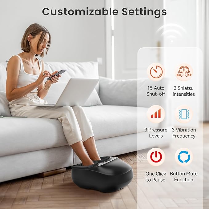 COMFIER Foot Massager with Heat,Kneading,Vibration,Compression,Pause Function,Shiatsu feet Massager for Plantar Fasciitis Neuropathy, Christmas Gifts for Women,Men,FSA Eligible HSA，Size 13 - Bloomnest