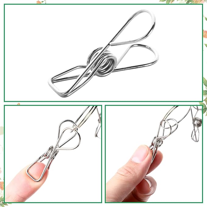 6 Pcs Herb Drying Rack Hanging - Stainless Steel with Clips Clothes Laundry Drying Rack Hanger Collapsible for Plants Bud Weed Onion Macrame Flower Spices(Oval) - Bloomnest