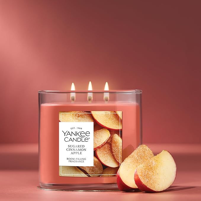 Yankee Candle Sugared Cinnamon Apple, Scented Candle, 14.5oz 3-Wick Candle Jar with up to 40 Hours Burn Time, Giftable - Bloomnest