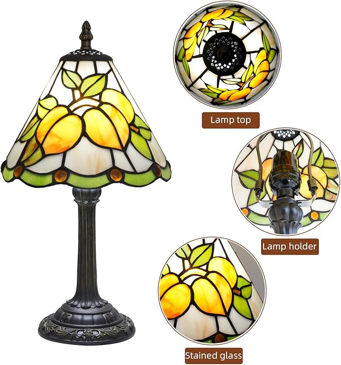 Tiffany Lamp 8 Inch Stained Glass Lamp Yellow Apricot Warm Color Handcrafted Reading Lamp Suitable Coffee Shops Dormitories Home And Office Decoration Tiffany Style Retro Home Decoration Craft Gift - Bloomnest