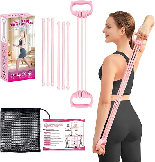 6 Gear Adjustable Resistance Bands, Fitness Resistance Bands Exercise Bands with Comfort Grips, Unisex, for Arms, Chest Extender, Home Workout, Fitness, Pilates - Bloomnest