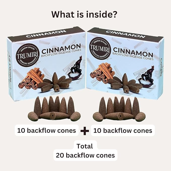 Cinnamon Backflow Incense Cones - Dual Pack of 10 Cones - Waterfall Incense