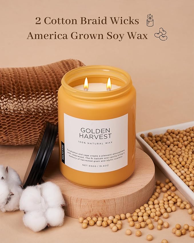 M&SENSE Fall Harvest Scented Candles, 19.4oz 110 Hours Large Natural Soy Long Lasting Slow Burning 2 Wick Scented Candle for Relaxing Stress Relief & Holiday - Bloomnest