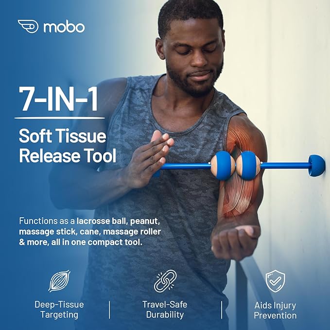 MOBO 7-in-1 Muscle Roller Stick – Full-Body Massage Roller for Myofascial Release, Trigger Point Therapy, Muscle Recovery, Deep Tissue Leg & Back Pain Relief, Physical Therapy, Gym & Travel Use - Bloomnest