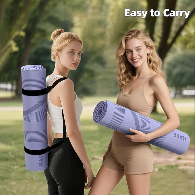 Yoga Mat High Density Exercise Mat, 76"x32"x0.27"Thick Wide & Large Yoga Mat for Women Men, Professional POE Workout Mat for Yoga, Pilates, Fitness & Stretching - Bloomnest